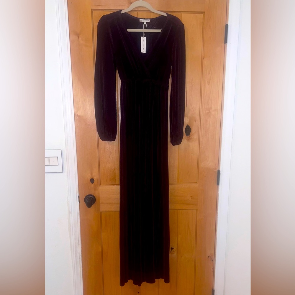 Baltic Born Purple Velvet Pleated Maxi Dress. Never worn. NEW with Tags!